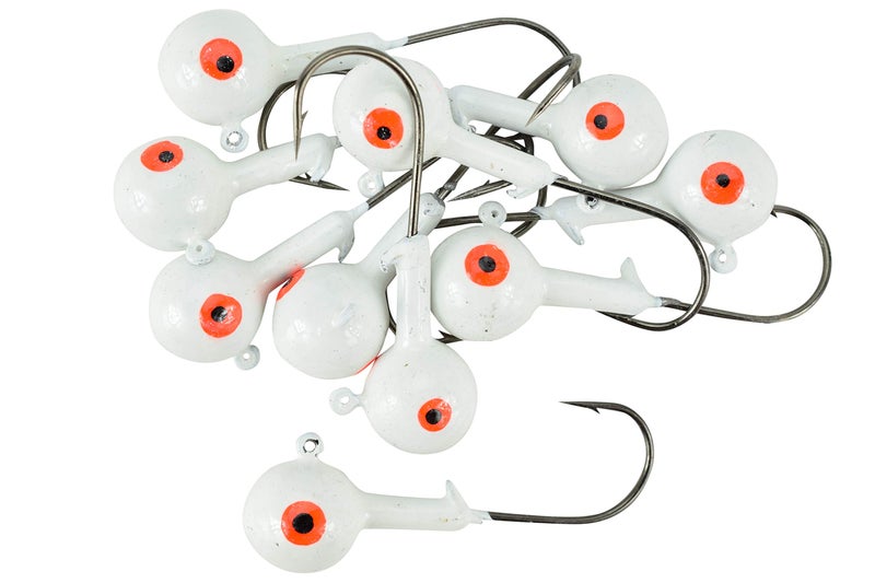 LAST CAST TACKLE 1/4-1oz White Ball Jig Heads - 10 Pack - 5 Sizes to Choose from (1oz) - Image 1